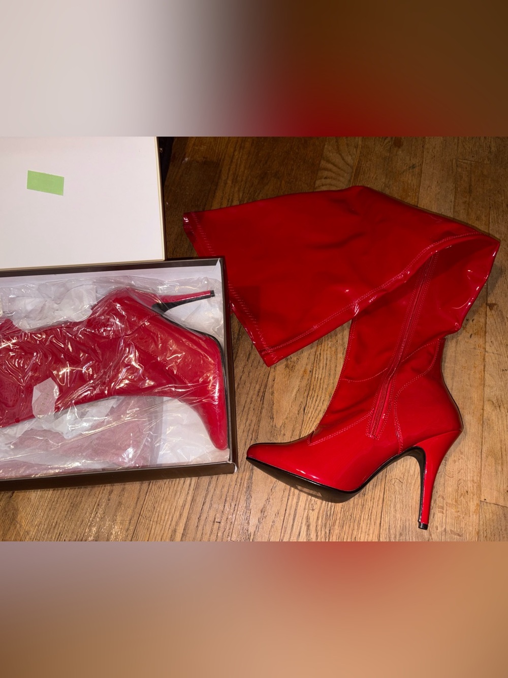 Red Thigh-High Boots NWOT